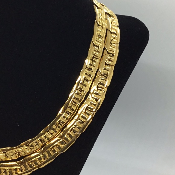 Anne Klein Couture Gold tone Double Strand Chain 1980’s Necklace - Picture 2 of 10